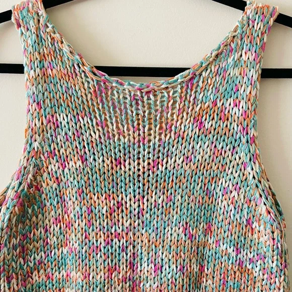 For The REPUBLIC Women’s Multicolor Handmade Knitted Cropped Tank Top Size US M - Picture 4 of 16